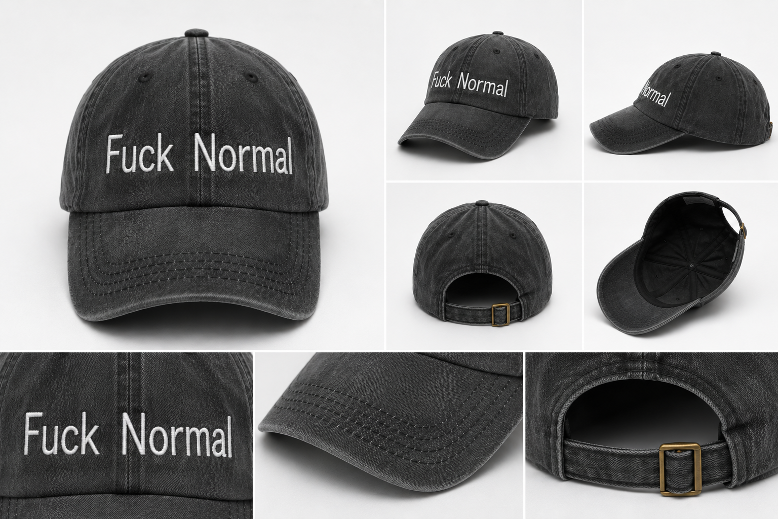 FUCK NORMAL — Gorra Vintage Washed Grey