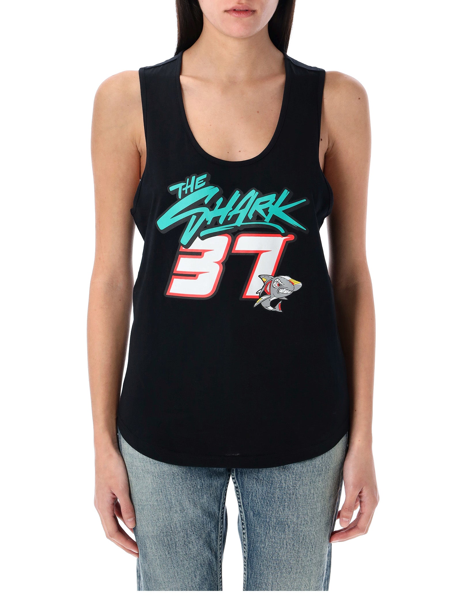 Camiseta negra sin mangas mujer - The Shark 37